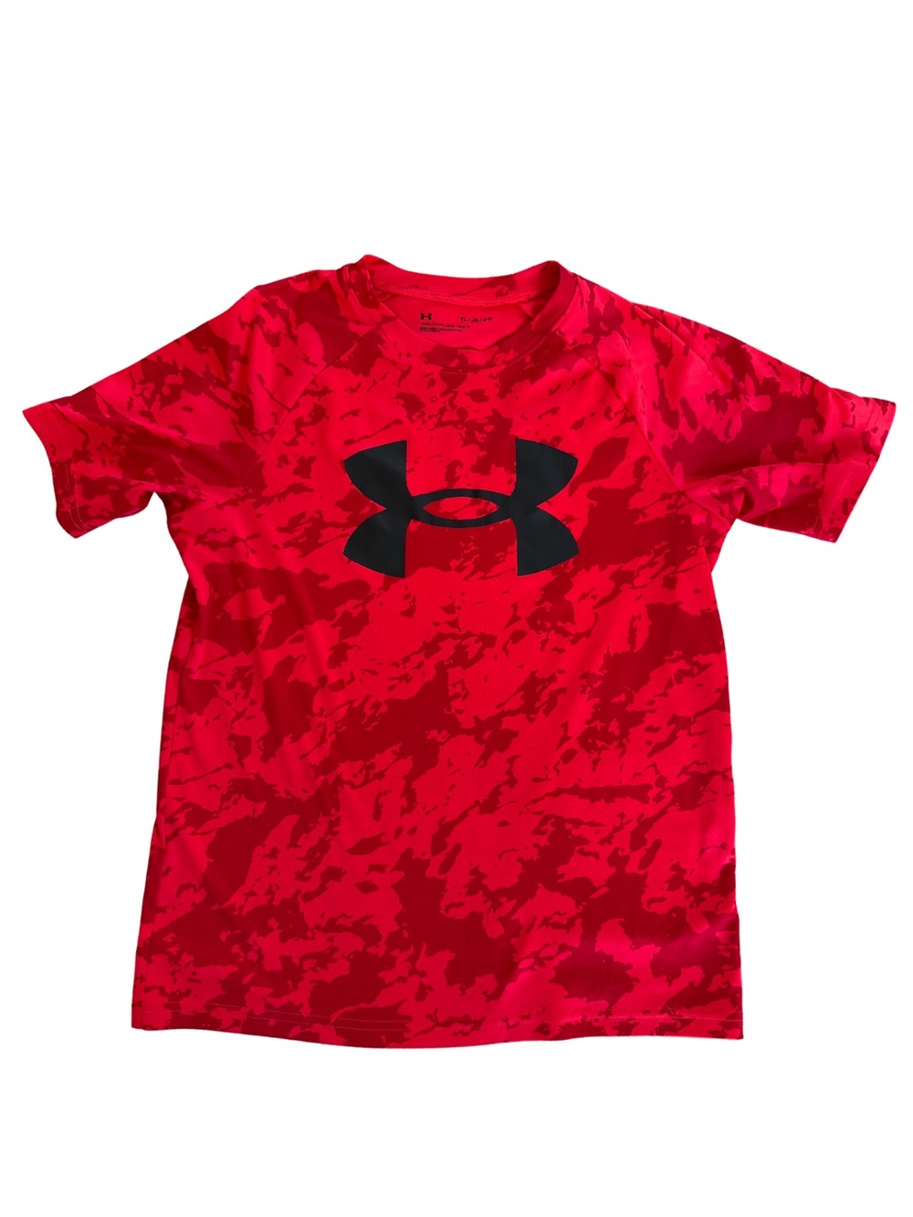 Under Armour Red Camo Short Sleeve Tee with Black Logo